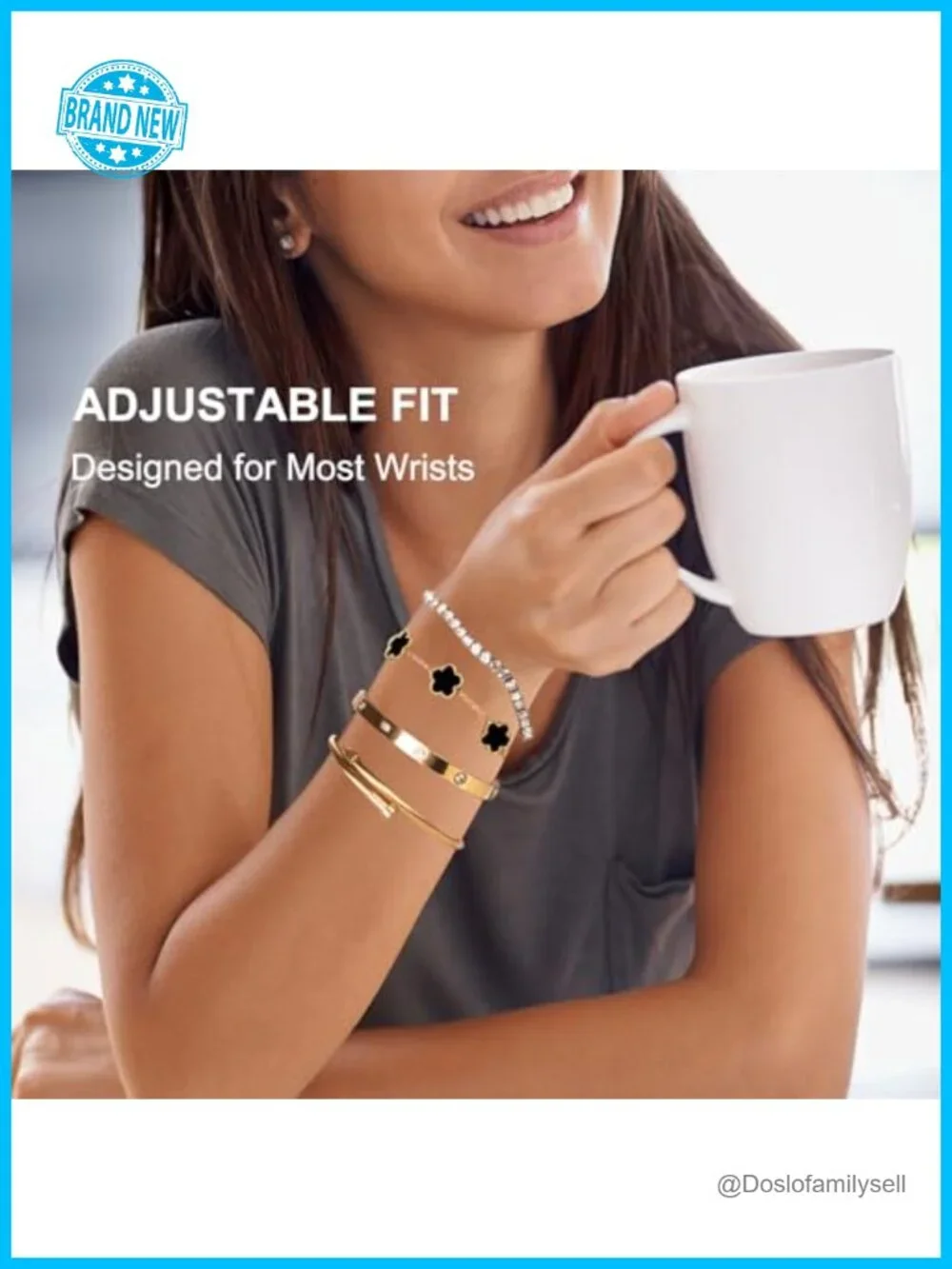 18K Gold Plated Womens Stackable Bracelets Set of 4 – Love Bangle, Tennis
